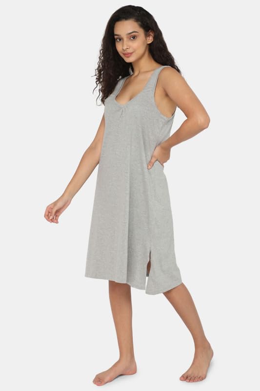 Image of INTIMACY LINGERIE Knee-Length Cotton Slips for Women Maxi Nighty Slip 3 /4 Slip Short Nighty Comfortable Cotton Night Slip for Women