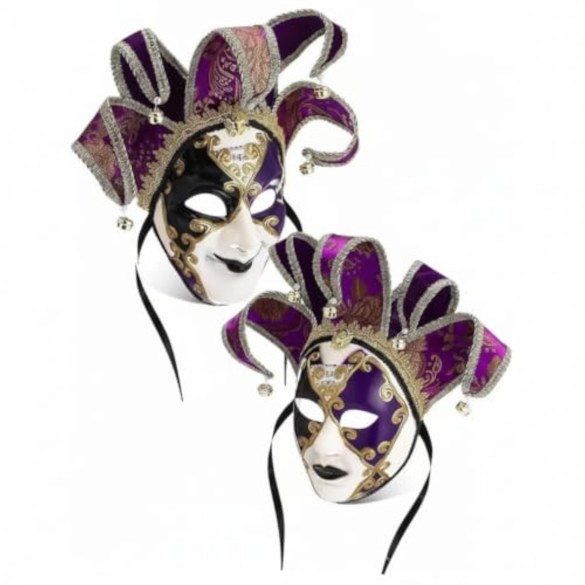 Ornate Jester Mask with Bells Theatrical Design