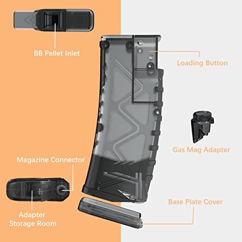 Ludex 6mm Airsoft Speed Loader for Pistol/SMG/Rifle-Sized Mag, 500 Rounds Large Capacity Airsoft BB Speed Loader with Gas Mag Adapter Fast Quick Magazine Reloader-Black - Thumbnail 3