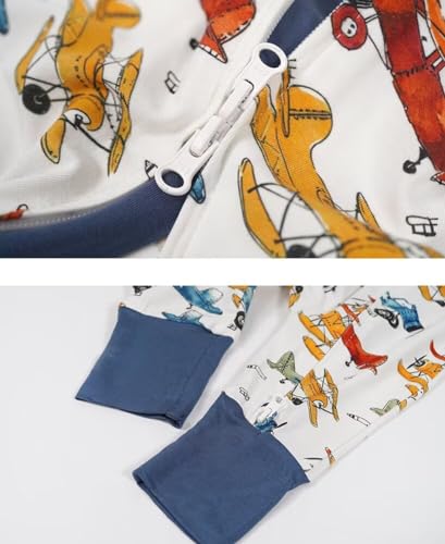 Teach Leanbh Baby Boys Girls 2 Pack Bamboo Viscose Pajamas 2 Way Zipper Sleeveless Footless Romper Jumpsuit Sleep and Play3