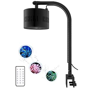 Lominie Aquarium LED Light, Reef Coral Light Full Spectrum Saltwater Aquarium Light with Remote Control Gooseneck for 10 Gallon Fish Tank