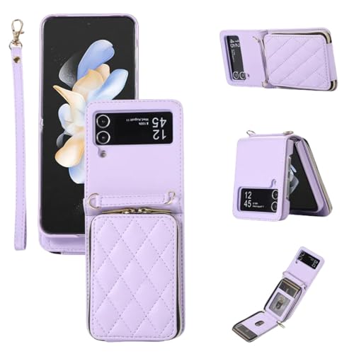 Étui portefeuille en cuir pour Samsung Z Flip 5 4 3 avec rangement zippé de luxe