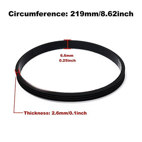 2 Stück Staubsauger-Gummiriemen 4EPH219 (4 Rillen, Umfang 219 mm x Breite 7,2 mm), kompatibel mit Shark NV601UKT AZ2002 AZ2000
