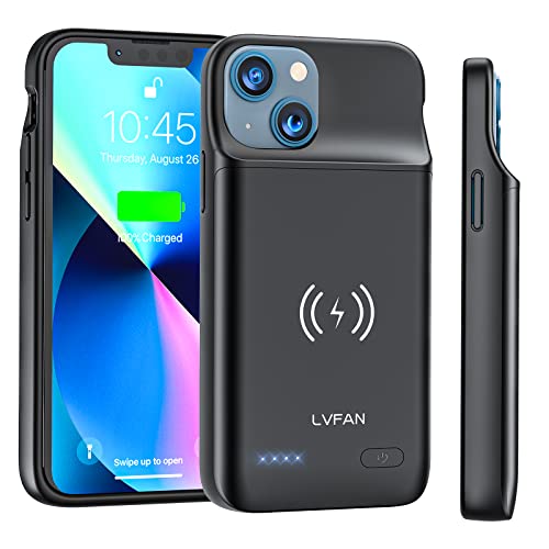Battery Case for iPhone 13 Mini/12 Mini, LVFAN 4700mAh Wireless Charging Ultra Slim Portable Protective Charging Cover Rechargeable Extended Battery Pack Charger Case for iPhone 13 Mini/12 Mini-5.4"