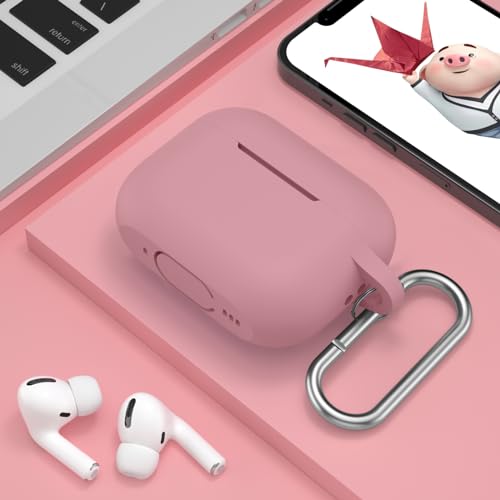 Image of for AirPods Pro 2nd 1st Generation Case Cover with Keychain, Protective Soft Silicone Skin Accessories for Apple AirPods Pro Charging Case 2022 /2019, Front LED Visible, Bean Pink
