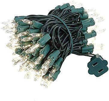 Novelty Lights Clear Incandescent Christmas String Lights - UL Listed Indoor/Outdoor Light Set w/ 100 Mini Bulbs for Christmas Tree, Patio, Wedding Decor, and More - (Green Wire, 22' Long)