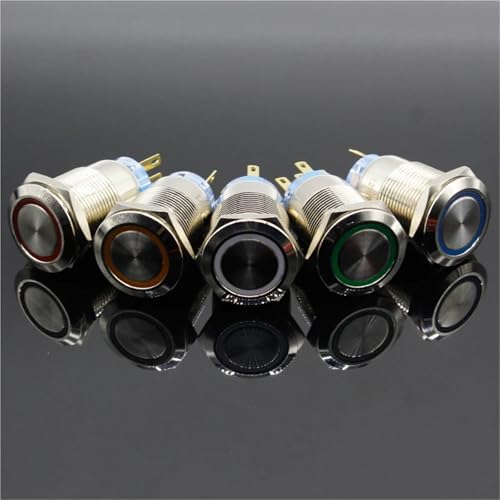 Bouton de commande étanche 19mm alumine noir avec voyant lumineux vert - 5