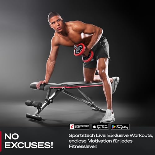 Sportstech Hantelbank Klappbar für Zuhause, 40in1 Schrägbank & Flachbank mit Bankdrücken, Rückentrainer, bench press, Deutsche Qualitätsmarke, sicheres Verstellsystem, BRT400, Vergleichssieger – Bild 4