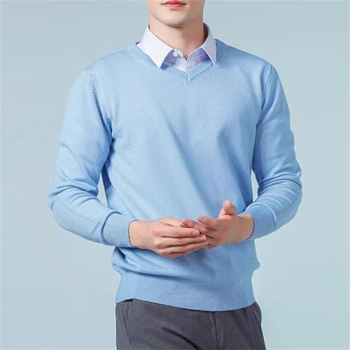 Men's V-Neck Long Sleeve Pullover Jumpers in Solid Color, Standard Male Woolen Knitting Clothes2