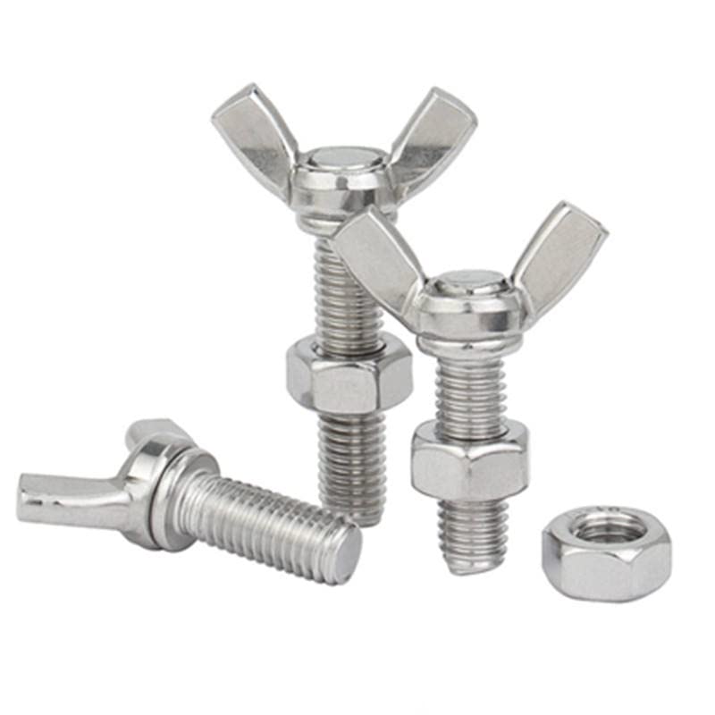 Image of Rely⇒VP INDUSTRIES (Combo Set -10 Pcs) M8x40 mm Butterfly Wing Thread Screw with Hex Nut | Wing Screw Fasteners Butterfly + Nut for Joining Wood Boards, Cabinets, Cupboards,Chairs & Beds