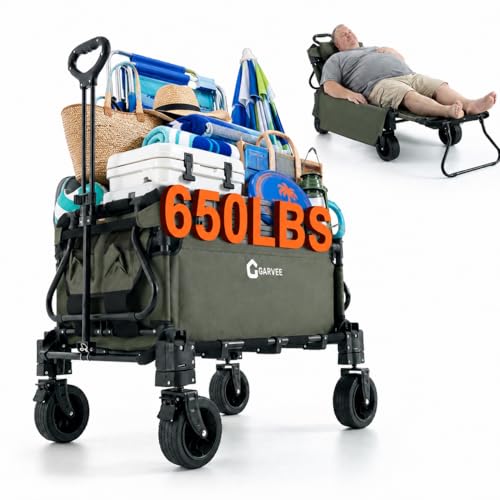 2-in-1 Beach Wagon Cart, Folding Collapsible...