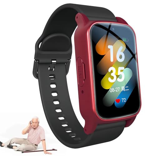 Vexorium Smartwatch per Anziani – Localizzazione GPS Precisa, Rilevazione Caduta & SOS 3 s, Promemoria Farmaci, Videochiamata HD, Impermeabile IP67, Lunga Durata Batteria,Rojo