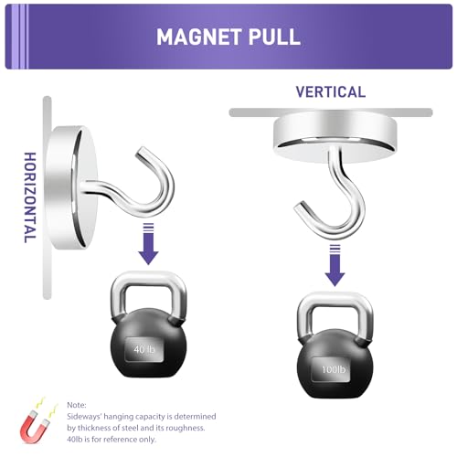 Image of Neosmuk Magnetic Hooks Steel Tube Design for Cruise,100lb+ Silver,10 Pack