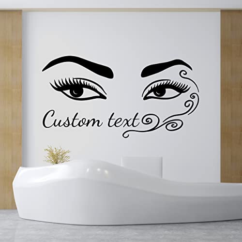 Personalized Eyelashes and Eyebrows Patterned Vinyl Decal - Woman, Girl's Bedroom Decor - Wall Decor Beauty Room, Makeup Studio, Beauty Salon