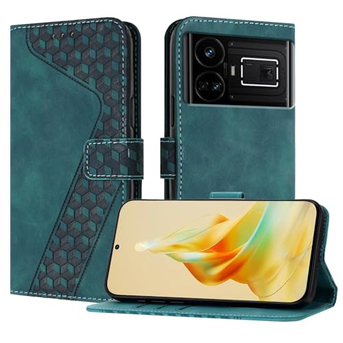 Image of OKZone Compatible With Realme GT5 5G/GT5 5G 204W Case, Wallet Case PU Leather with Card holder Magnetic Shockproof Protect Flip Cover Bookstyle Phone Cases Cover (Green)