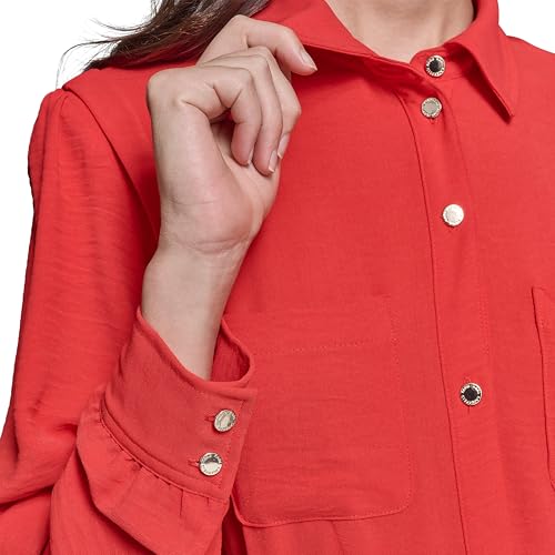 Image of Karl Lagerfeld Women's Long Sleeve Multifunctional Shirt Dress