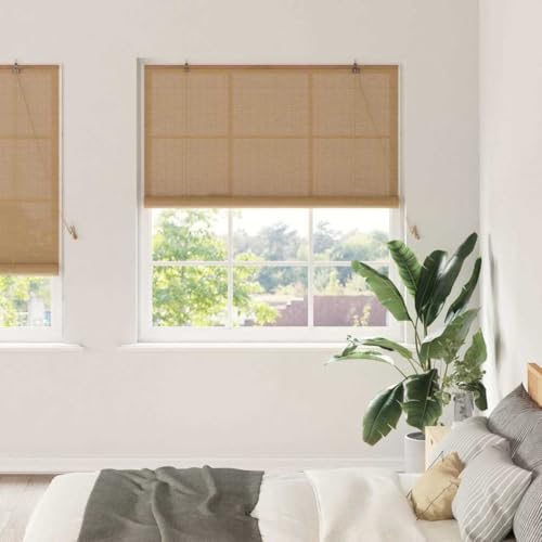 Estor enrollable con cortinas marrón bambú 150 x 220 cm estor enrollable para ventanas interiores, protección visual con protección UV, funcionamiento silencioso, fácil de limpiar, ideal para salón