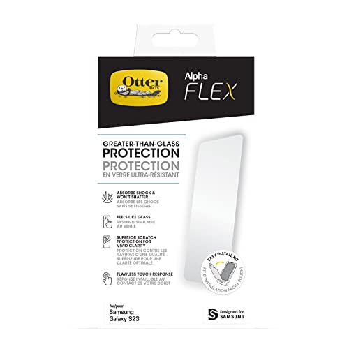 Otterbox Protecteur d'écran Alpha Flex pour Samsung Galaxy S23, Protection ultra solide contre les fissures et les éclats, résistant aux éclats, protection...