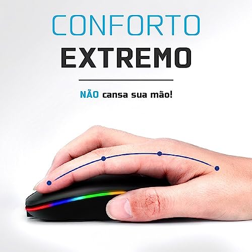 Mouse Sem Fio Recarregavel 2.4g Wireless USB para Notebook Desktop TV (PRETO)