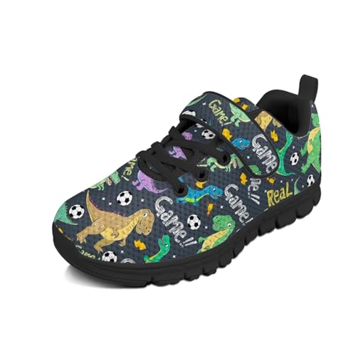 Little Kid Boys Girls Shoes Lightweight Mesh Breathable Adorable Running Sneakers for Little Kid and Big Kid Dinosaur Soccer Pattern