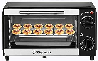 Belaco BTO-109N Mini 9L Toaster Oven Tabletop Cooking Baking Portable Oven 750w 60 min Timer 100-230° Stainless Steel Heating Tube incl. Baking Tray & Wire Rack
