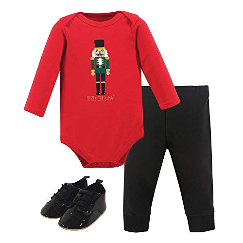 Image of Hudson Baby Unisex Baby Cotton Bodysuit, Pant and Shoe Set