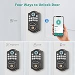 DS10 Pro Keyless Entry Door Lock with Handle Set, Smart Front Door Locks Set, Electronic Keypad, Fingerprint Deadbolt, Bluetooth APP Control, Auto-Lock & One Touch Locking, Oil Rubbed Bronze - Image 4