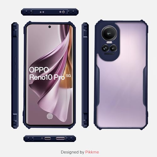 Image of Outlouders Back Cover for Oppo Reno 10 Pro 5G | Ultra Hybrid Transparent | Full Camera Protection | Raised Edge | Crystal Clear Bumper Case (Blue)