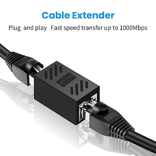 Image of RJ45 Coupler Ethernet Coupler, Female to Female, Cat7 /Cat6 /Cat5e /Cat5 Ethernet Cable Extender Adapter, 8Pack Black