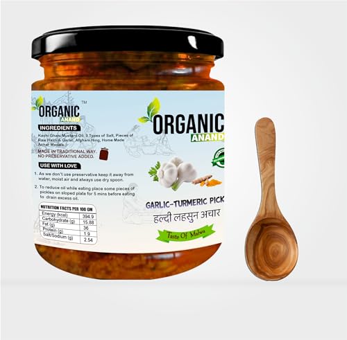 Image of Organic Anand Homemade Kachi Haldi Lahsun Ka Achar 500g | Garlic Turmeric Pickle | Fresh Turmeric Garlic Pickle | Traditional Indian Achaar | Flavourful & Delicious | Pack of 1