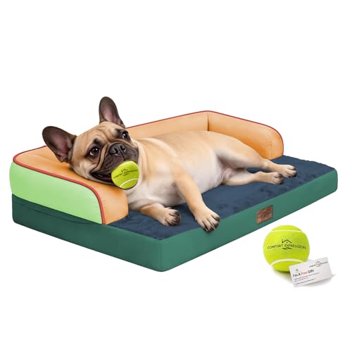 Image of Comfort Expression Washable Orthopedic Dog Bed for Large Sized Dogs | Waterproof Memory Foam Pet Bed 36x27 Inch with Removable Cover with Non-Slip & Bolster
