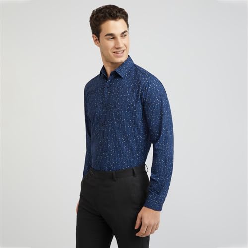 Image of Raymond Men's Pure Cotton Print Pattern Slim Fit Regular Collar Full Sleeve Casual Shirt