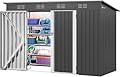 DWVO 9.1x4.2ft Large Outdoor Storage Shed, Metal Tool Sheds, Heavy Duty Tool Storage with Lockable Doors & Air Vent for Backyard Patio Lawn to Store Bikes, Tools, Lawnmowers,Dark Gray