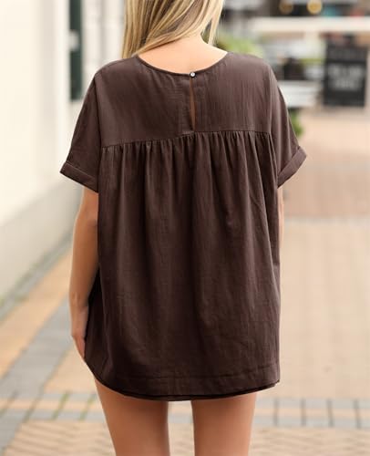 Image of Tankaneo Womens Summer Babydoll Tops Casual Loose Fit Peplum Oversized Tunic Shirts