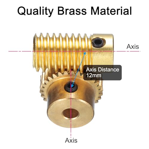 QUARKZMAN Worm Gear Set - 0.5 Modul 30:1 Reduktionsrate 4mm Lochdurchmesser Getriebewelle und 4mm Lochdurchmesser Zahnrad 30T Antriebsgetriebe (Messing)