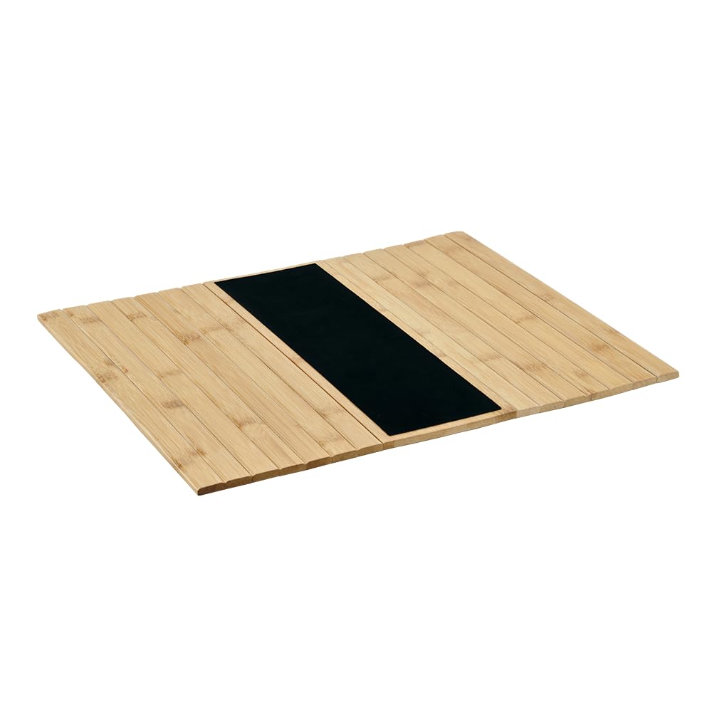 KESPER - 58824 FSC Certified Bamboo Sofa Tray - Non-Slip Armrest Tray - Water Resistant Foldable - 42 x 34 x 0.7 cm - Brown/Black
