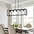 ZCPULS Black Farmhouse Chandelier for Dining Room, Rectangular Linear 5-Light Pendant Lights Kitchen Island Over Table, Rustic Hanging Ceiling Light Fixtures with Wood Grain and Metal for Living Room