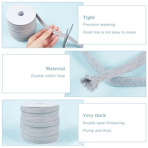 BENECREAT 25m/27.34Yards Dark Gray Flat Replacement Cotton Cords - Image 4