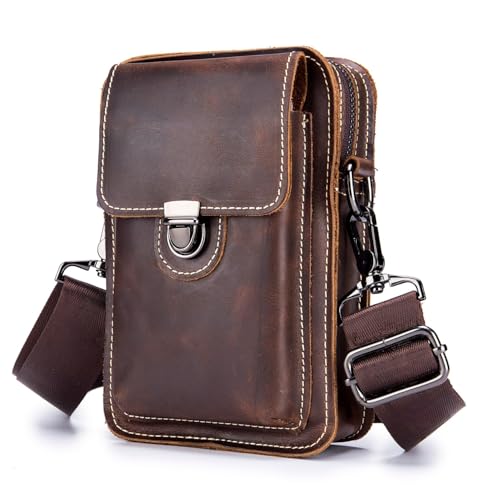 WeeDee Riñonera pequeña y moderna, impermeable, cruzada, para hombres y mujeres (café), Negro -, Vintage