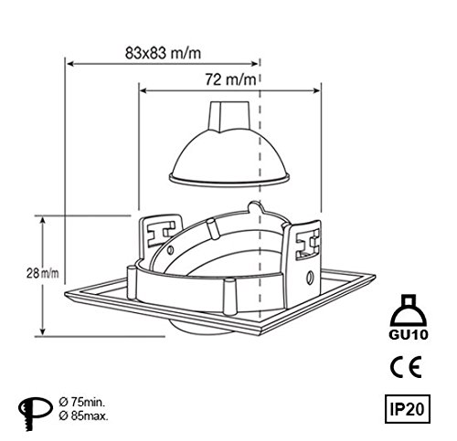 2560CO - Recessed Metallic Spot Light with Silver Background and Frame