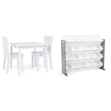 Humble Crew Kids Wood Table&comma; Chairs and Toy Storage Organizer Set