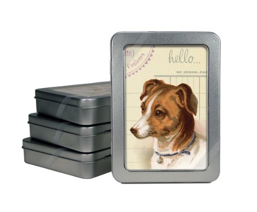 Cavallini Vintage Dog 10 Glittered Cards with Envelopes