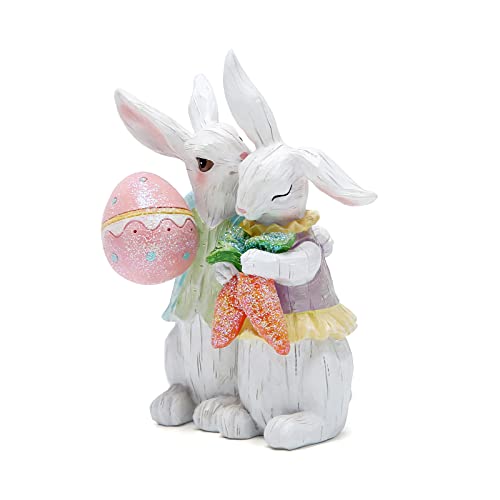 Hodao Easter Bunny Couple Decorations Spring Easter Rabbit Decors Figurines Tabletopper Decorations For Party Home Holiday Cute Rabbit Easter Day Couple Gifts Decorations #TOP1
