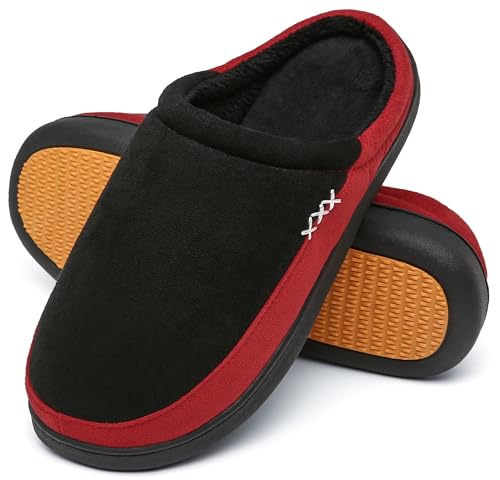 Mishansha Zapatillas Casa Hombre Invierno Pantuflas Mujer Invierno Zapatillas de Estar por Casa Antideslizantes Memory Foam Slippers Cornell Rojo, Gr.43 EU