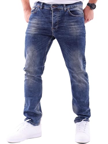 Reslad Jeans-Herren Slim Fit Basic Style Stretch-Denim Jeans-Hose RS-2063 Blau W36 / L30