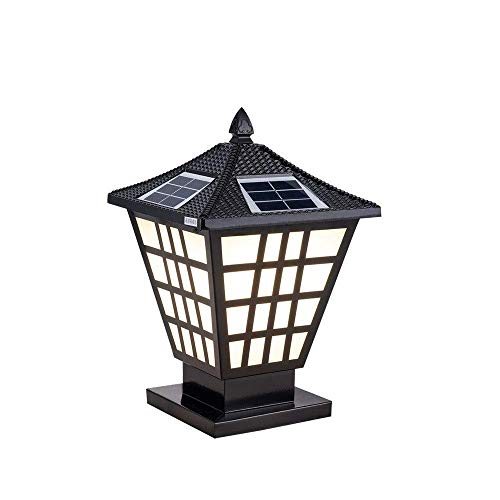 WECDS Lanterne de jardin solaire à LED avec télécommande pour porte extérieure, lampe sur pied en aluminium, éclairage de table, noir, pour terrasse, villa, piscine (taille : 30 x 38 cm)