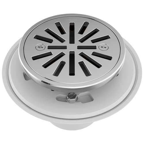 Delta 4 Inch Chrome Tile-In Round Shower Floor Drain with Gasket and Removable Drain Gate, Chrome...