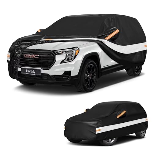 Image of 10 Layers SUV Car Cover Custom Fit for GMC Terrain(2010-2026), Waterproof All Weather for Automobiles, Outdoor Full Cover Sun Dust Rain Protection with Cotton. Black