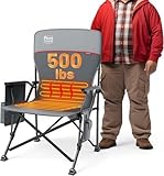 TIMBER RIDGE Oversized Heated Camping Chair for Outdoor Sports, High Back Padded Lawn Chair for Adults Support Up to 500lbs with Cup Holder, Side Pocket(Power Bank not Included)
