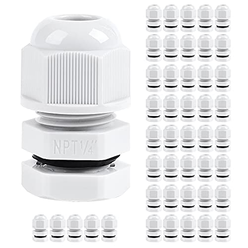 Image of XHF 45 Pcs 1 /4 Inch IP68 Strain Relief Nylon Cord Grip NPT Cable Glands Adjustable UL Listed and RoHS Compliant (Grey)